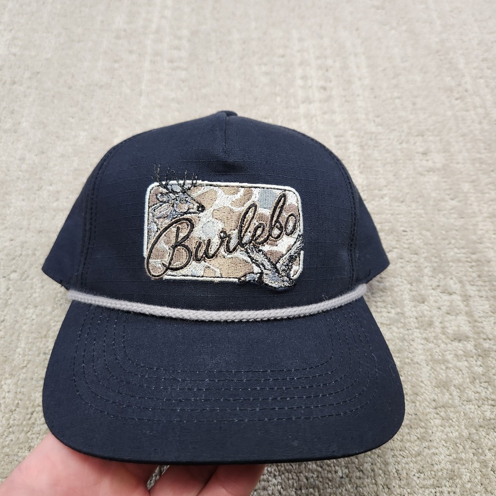 Burlebo Snapback Hat Adult OSFM Black Ripstop Hunting Fishing Outdoor Rope Cap